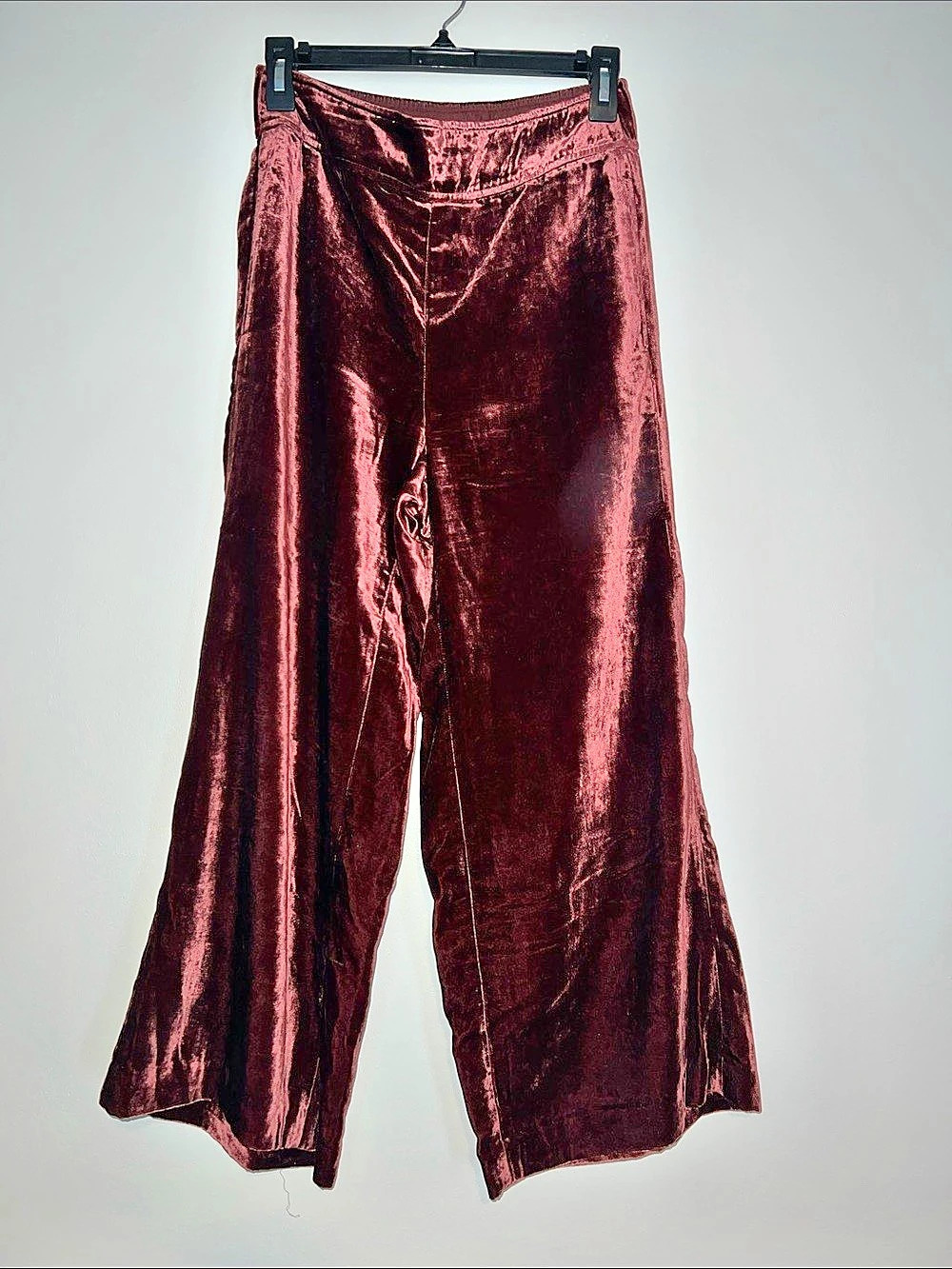 Madewell Velvet Huston Pull-On Crop Pants Burgundy small